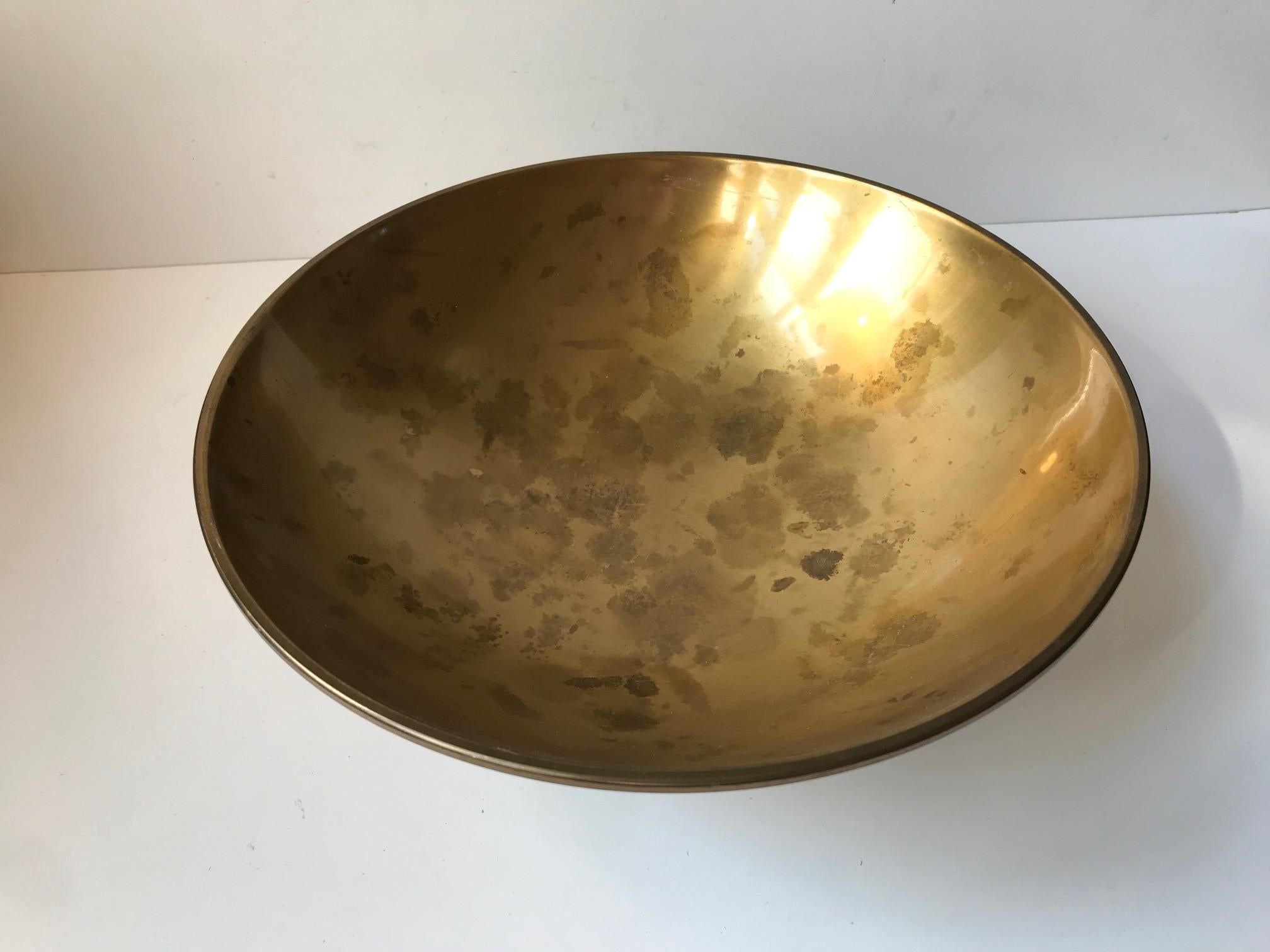 Swedish Art Deco King Bowl in Brass by Ystad Metall, 1940s For Sale
