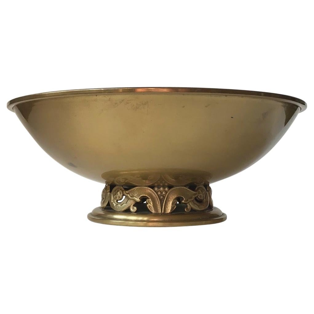 Art Deco King Bowl in Brass by Ystad Metall, 1940s