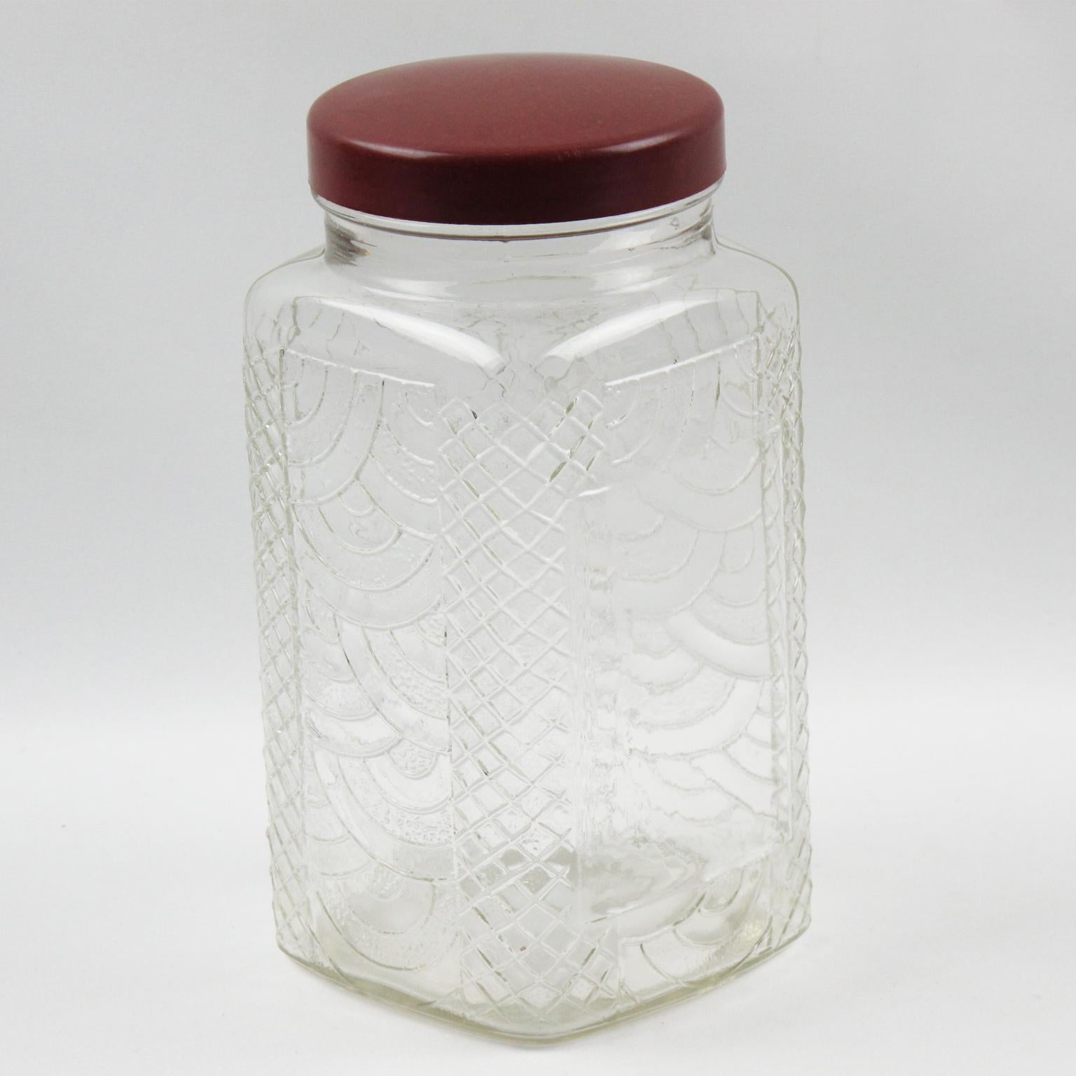Art Deco Küche Canister Jar geformt Glas und Bakelit, 1930er Jahre, 6 Pieces im Angebot 1