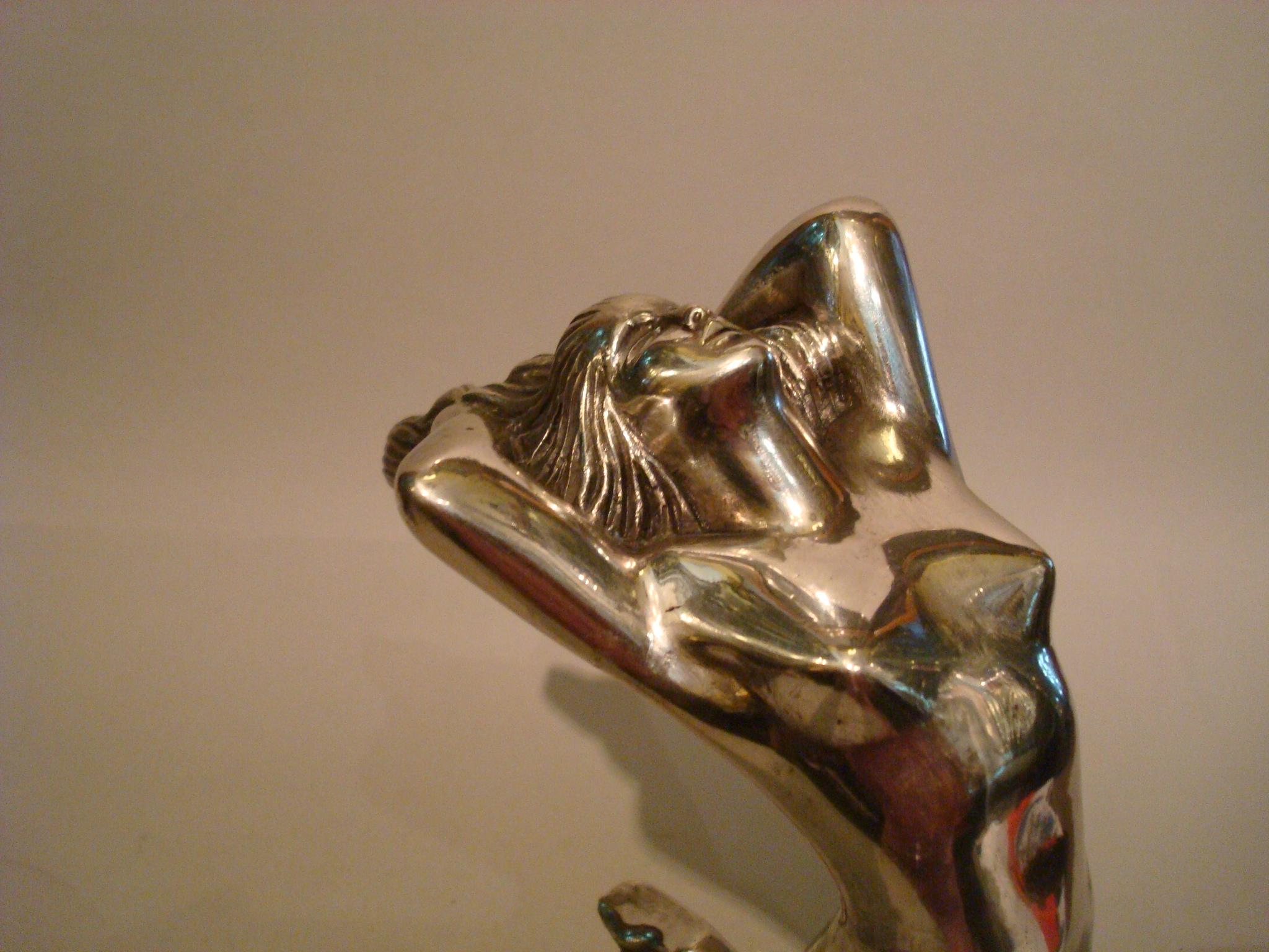 French Art Deco Kneeling Nude Woman Bronze Sculpture