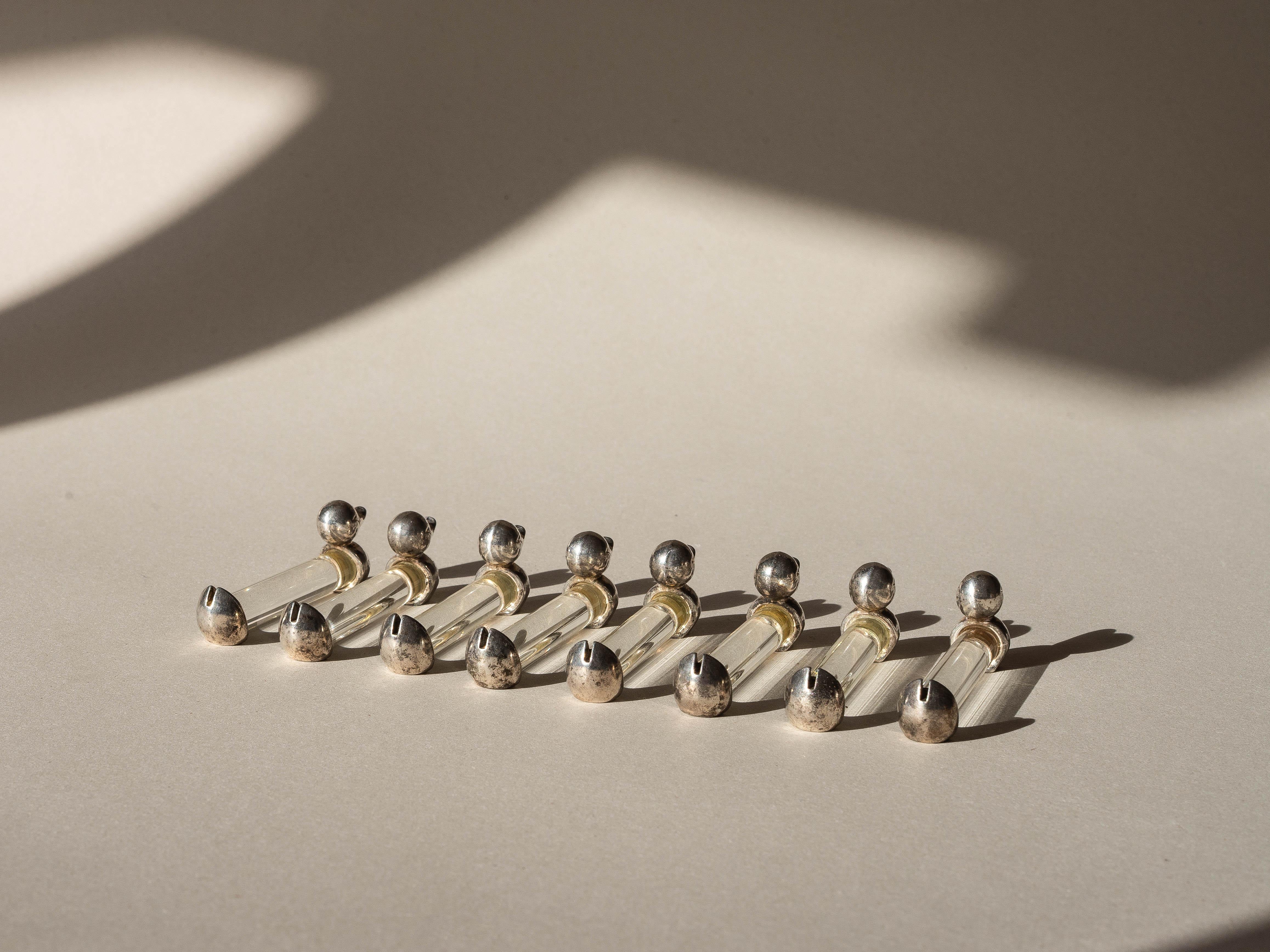 Apoya cuchillos Art Decó, juego de 8 figuras de animales patos, Francia años 40 en venta 1