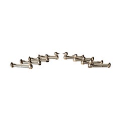 Art Deco Messerhalter, Satz von 8 Tierfiguren Enten, Frankreich 1940er Jahre