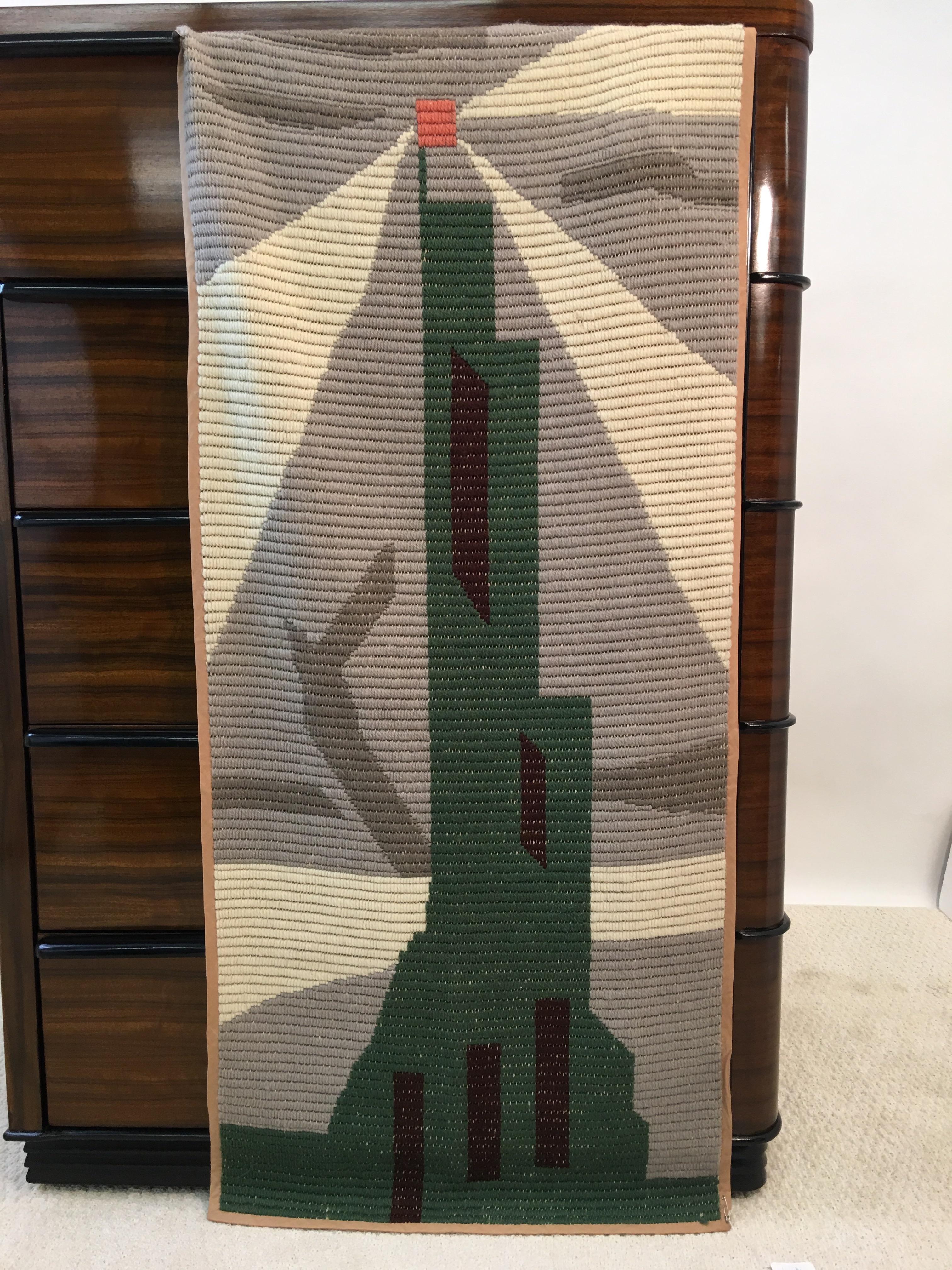 Art Deco Knit Tapestry Skyscraper Design 4