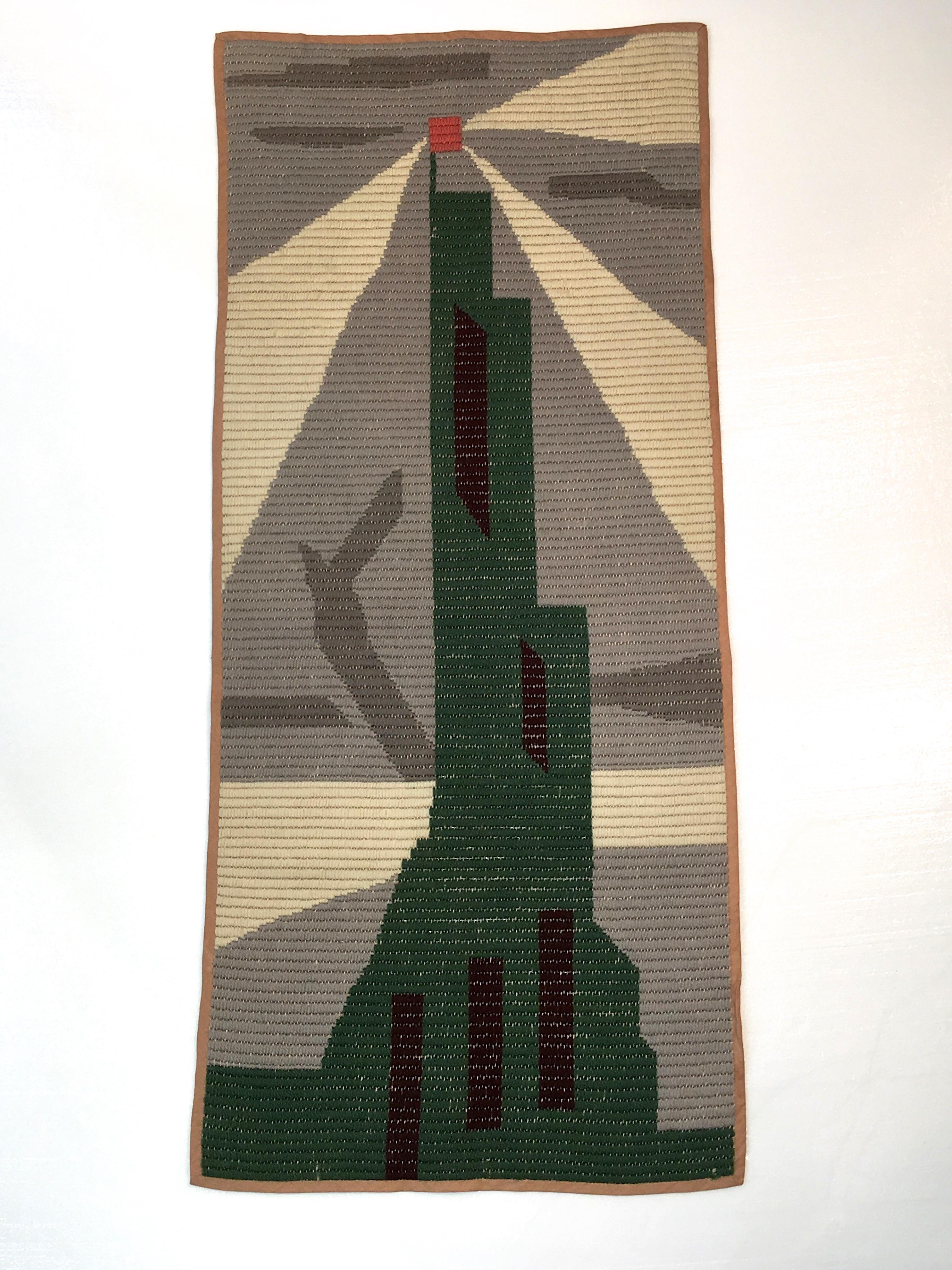 American Art Deco Knit Tapestry Skyscraper Design