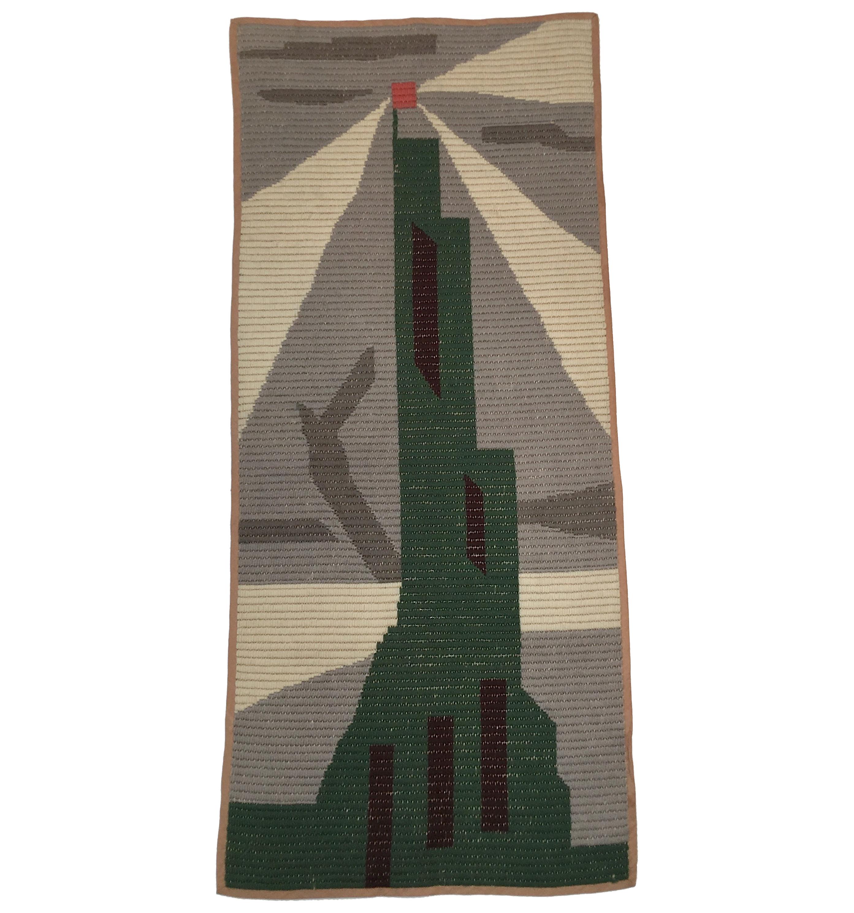 Art Deco Knit Tapestry Skyscraper Design