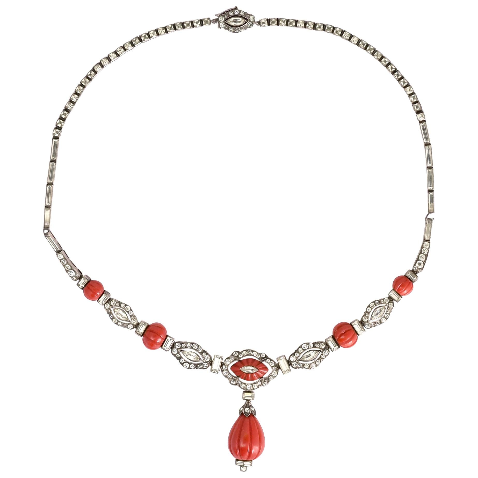 Art Deco Knoll & Pregizer Statement Necklace For Sale
