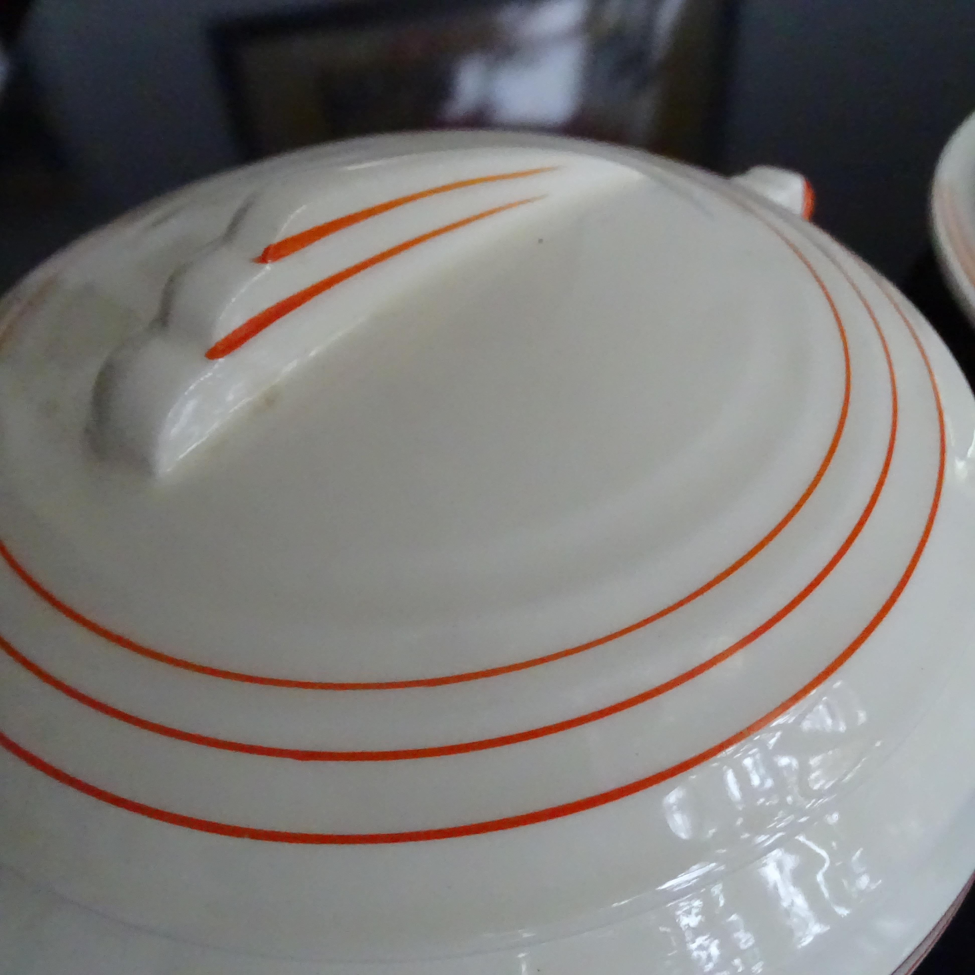 Art Deco Knowles 35pcs China Porcelain Dinnerware Service, Modernist Design For Sale 8