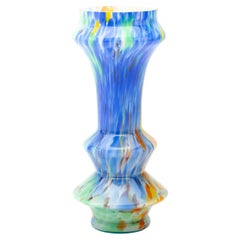 Art Deco Kralik Ernst Steinwald Splatter Glass Layered Vase 
