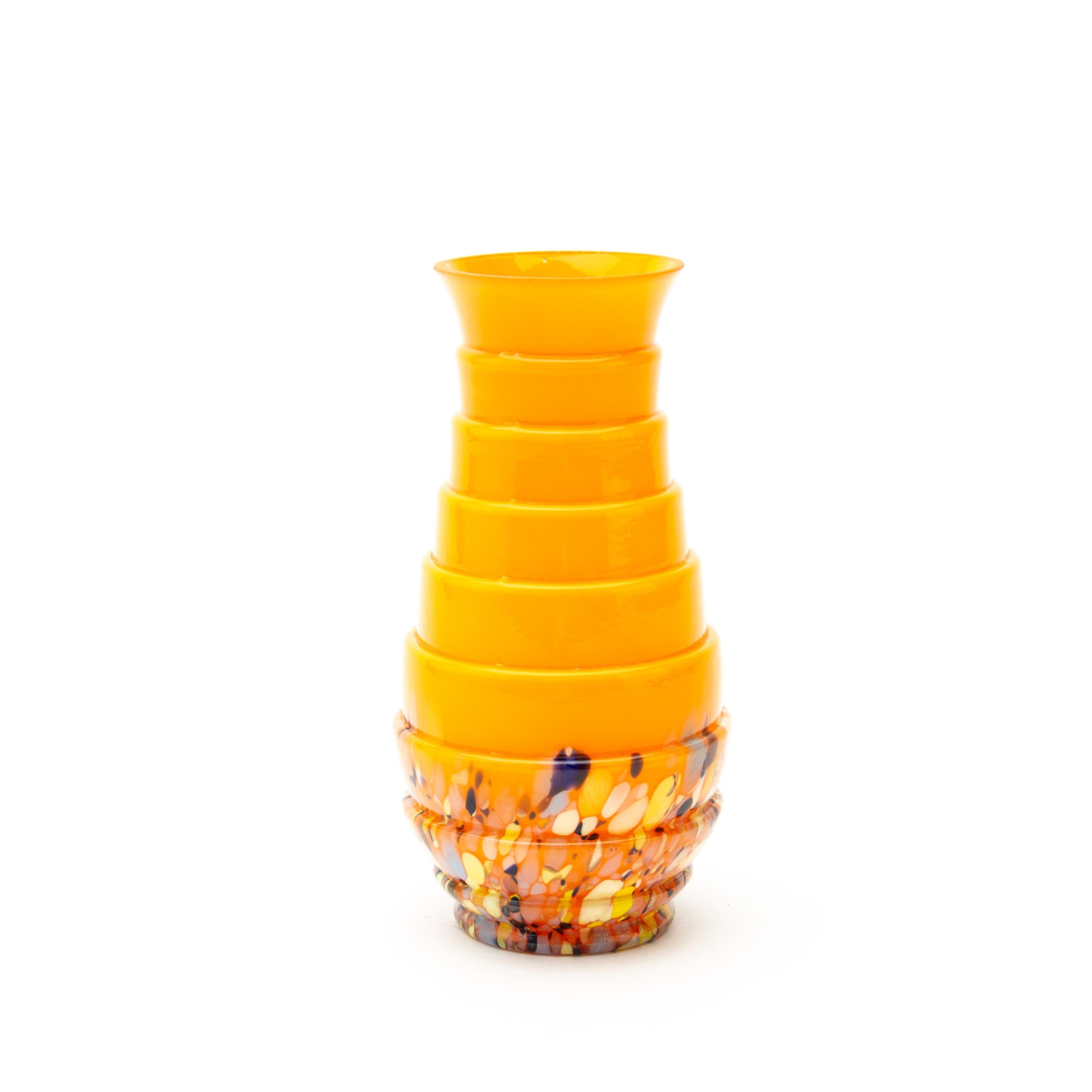 Vaso a strati in vetro Art Deco Kralik Ernst Steinwald Tango Splatter In condizioni buone in vendita a Nottingham, GB