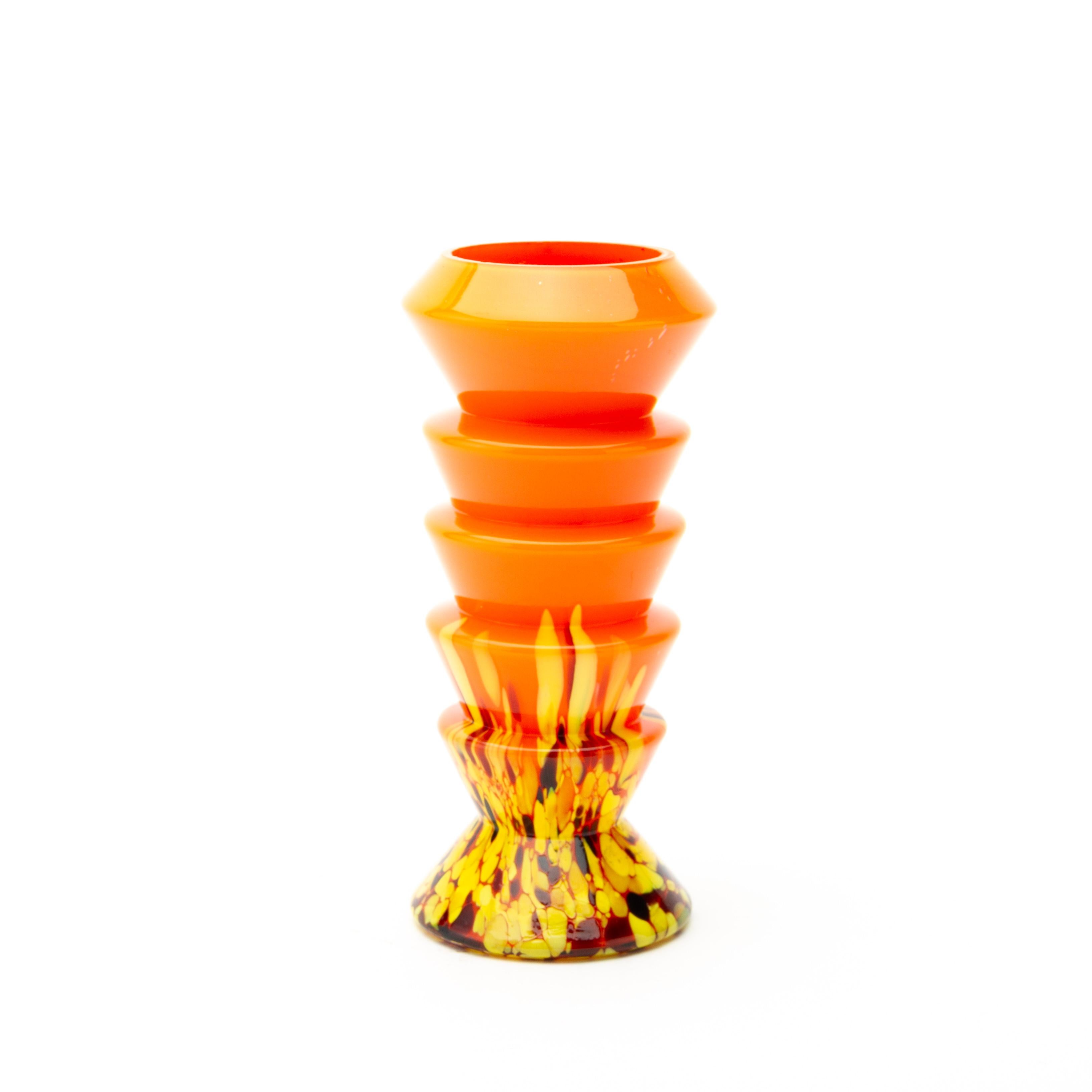 XX secolo Vaso a strati in vetro Art Deco Kralik Ernst Steinwald Tango Splatter in vendita