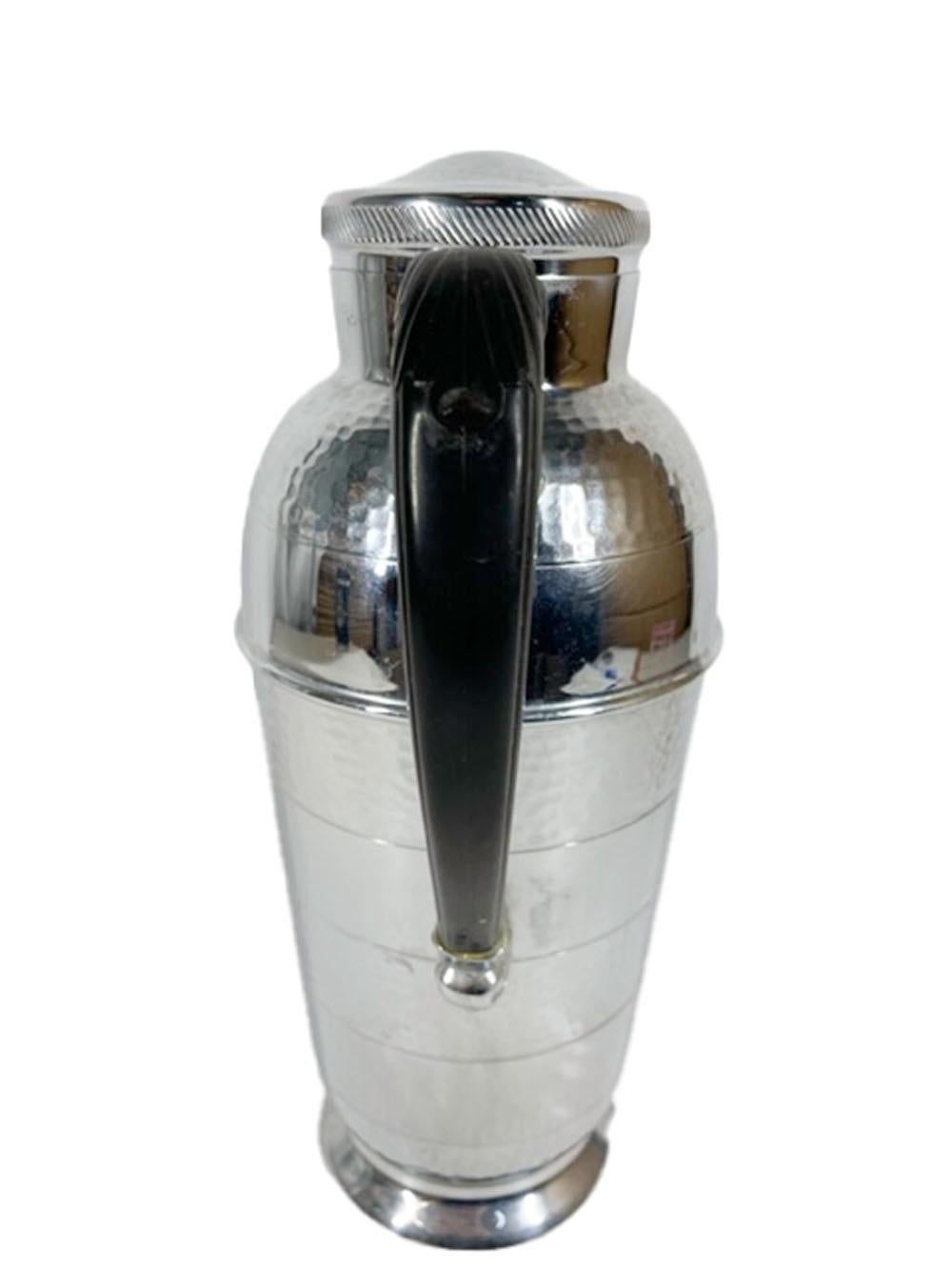 American Art Deco Krome-Kraft Cocktail Shaker by Farber Bros., Chrome with Bakelite