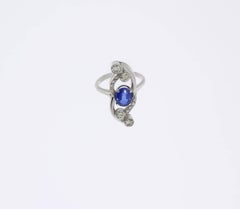 Art Deco Style Kyanite Diamond Gold Cocktail Ring