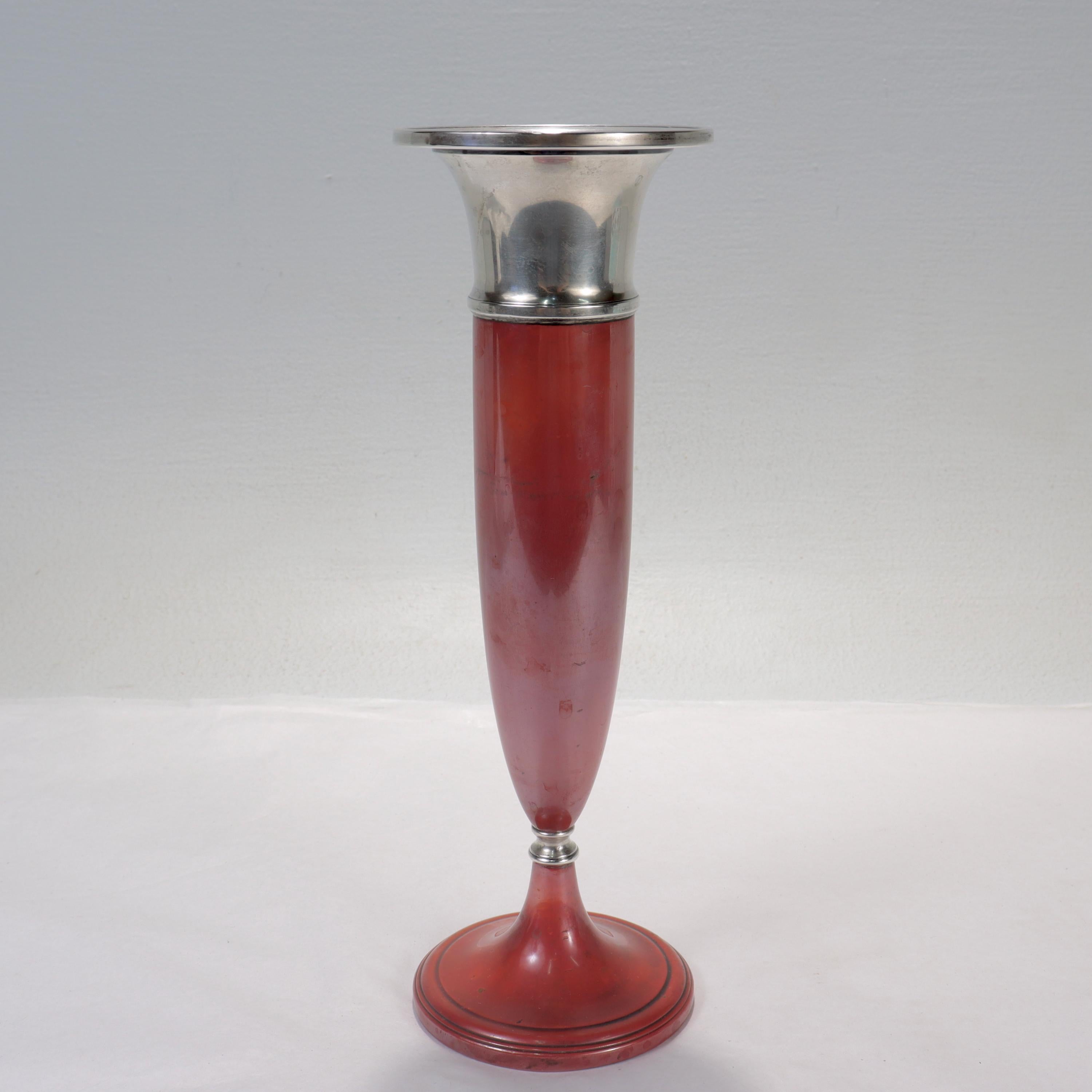 Women's or Men's Art Deco La Pierre Babylonian Mixed Metals Sterling Silver & Copper Vase For Sale