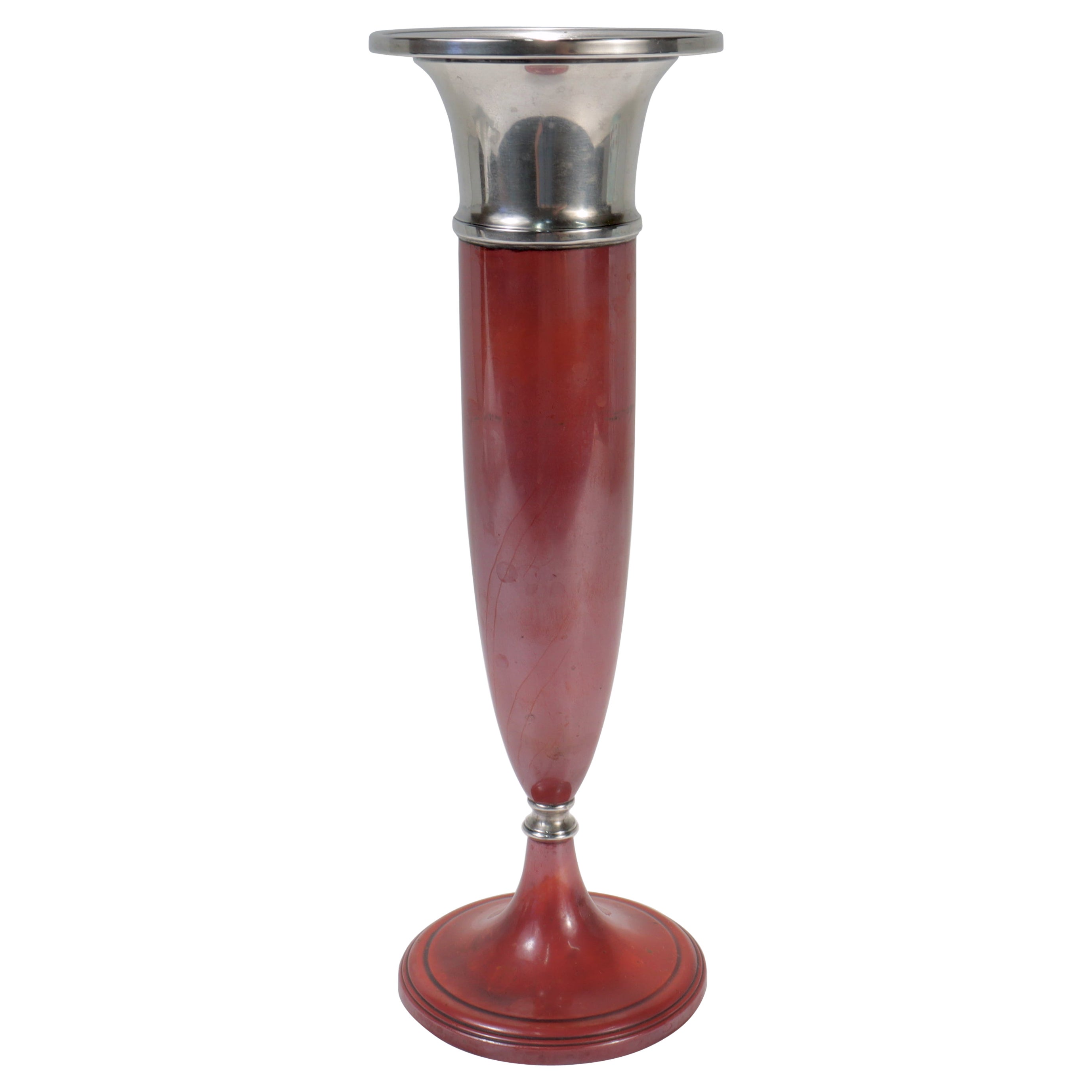 Vase im Art déco-Stil von Pierre Babylonian aus gemischten Metallen, Sterlingsilber und Kupfer