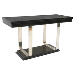 Art Deco Lacquer and Chrome Console or Dining Table