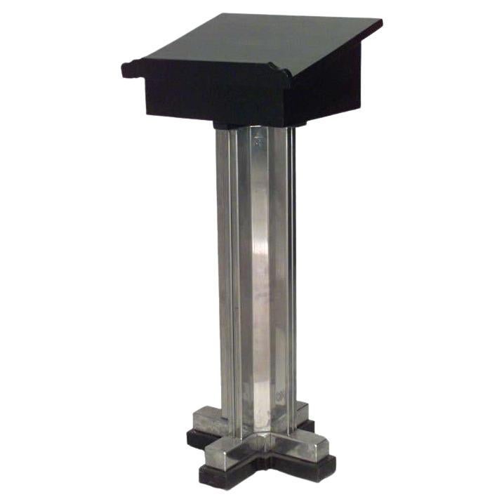 Art Deco Lectern, Black Lacquered with Chrome Base, American Design For Sale