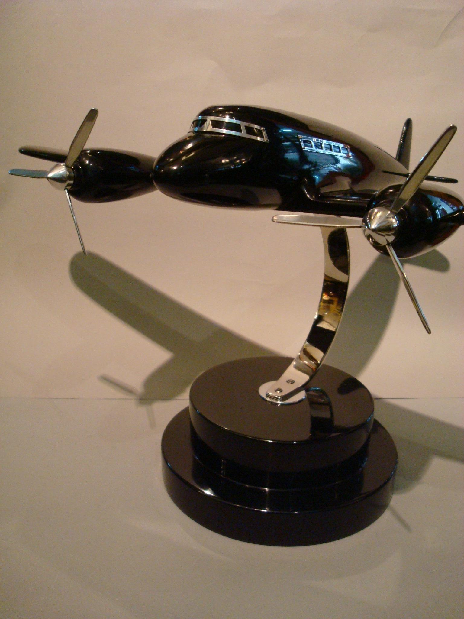 20th Century Art Deco Lacquer Wood Airplane Model, France, 1930s