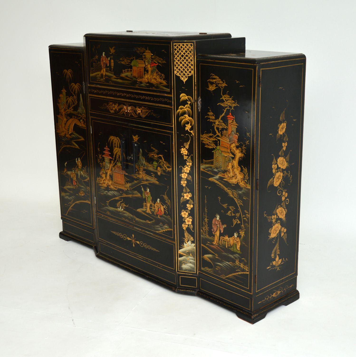 Art Deco Lacquered Chinoiserie Drinks Cabinet / Sideboard 1