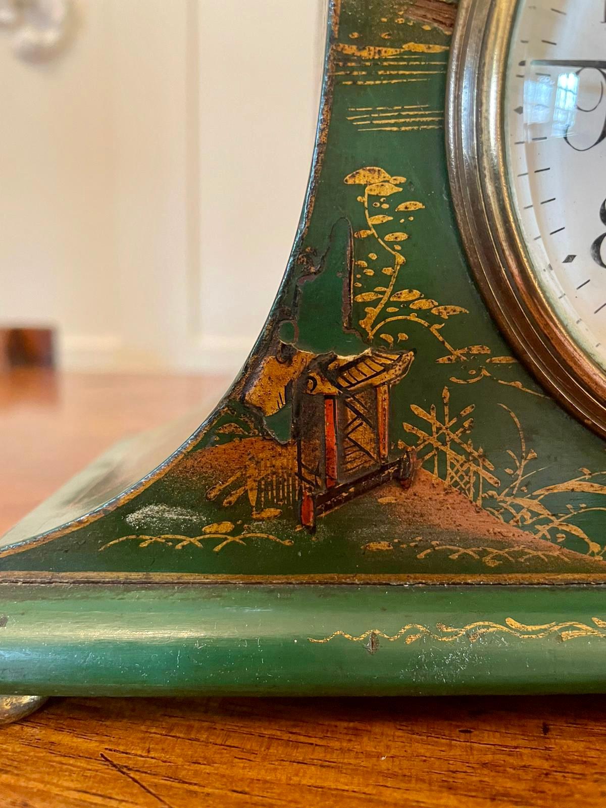 Art Deco Lacquered Chinoiserie Mantel Clock In Good Condition In Suffolk, GB