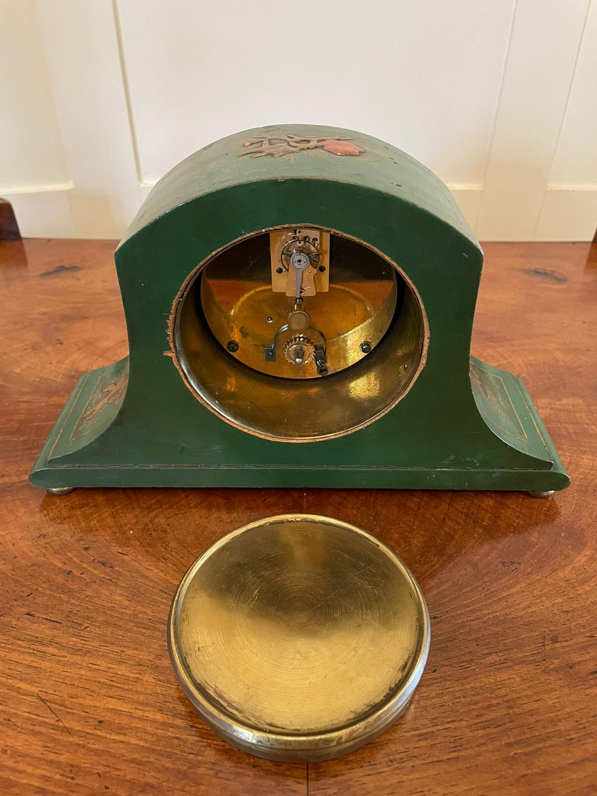 Mid-20th Century Art Deco Lacquered Chinoiserie Mantel Clock