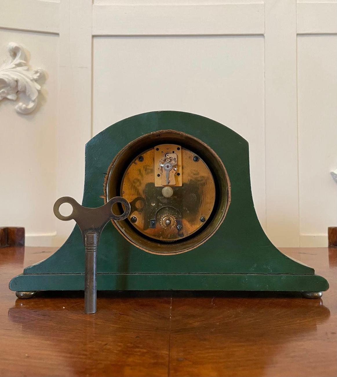 Wood Art Deco Lacquered Chinoiserie Mantel Clock