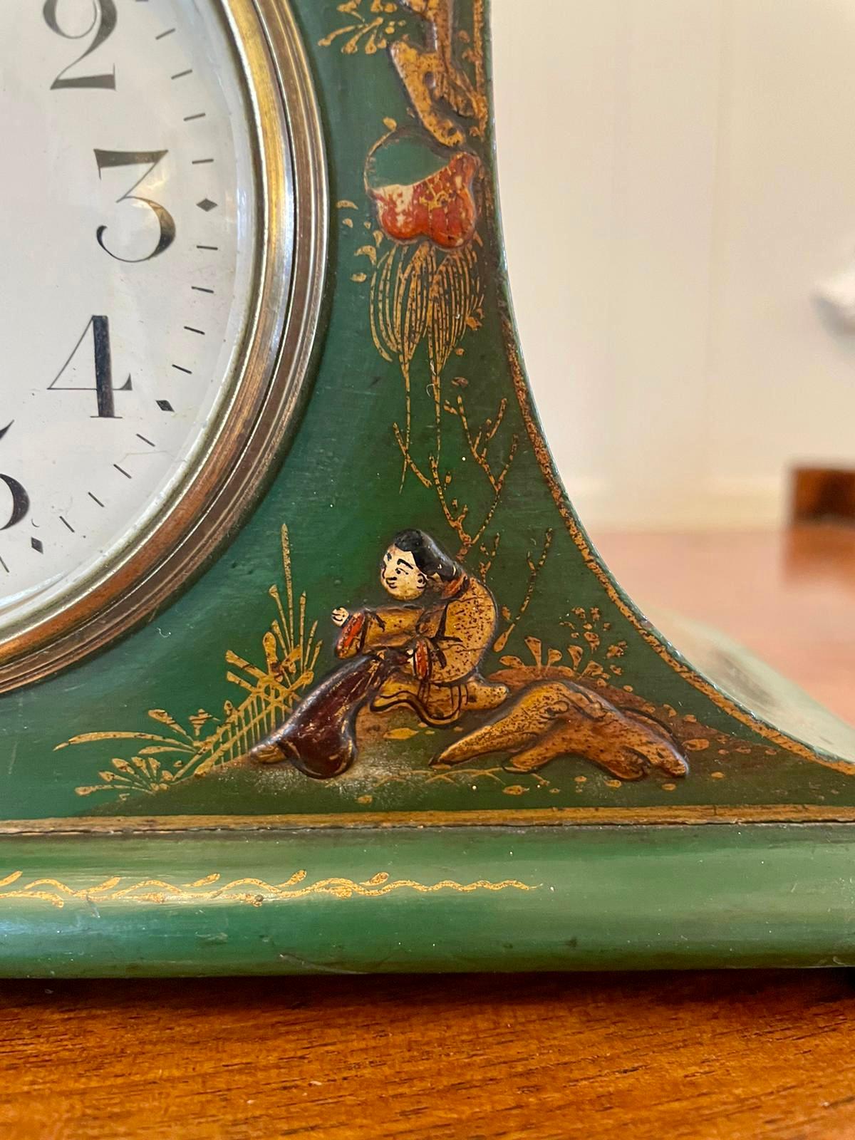 Art Deco Lacquered Chinoiserie Mantel Clock 1