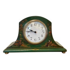 Vintage Art Deco Lacquered Chinoiserie Mantel Clock