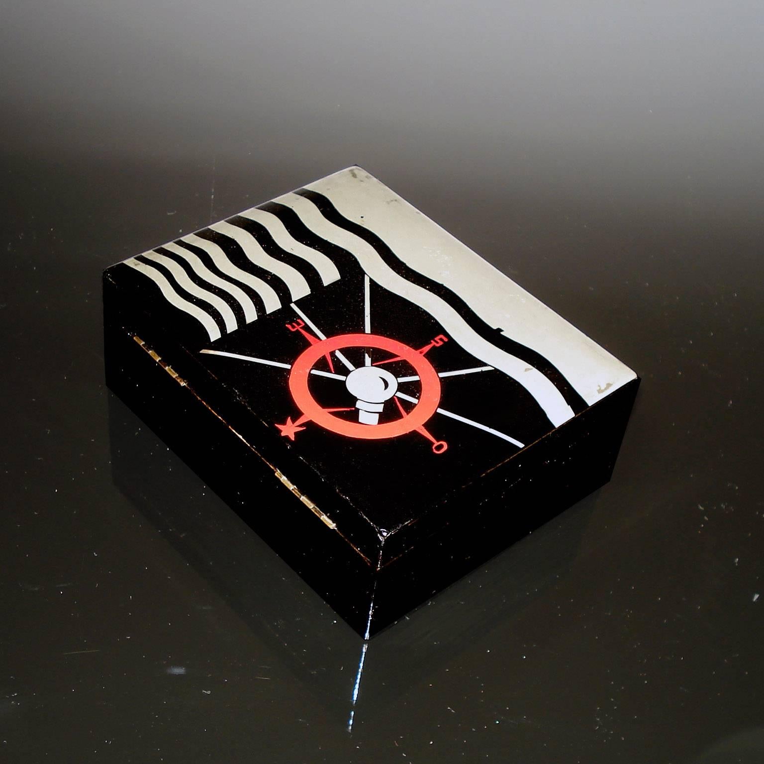 French Art Deco Lacquered Decorative Jewelry Box For Sale