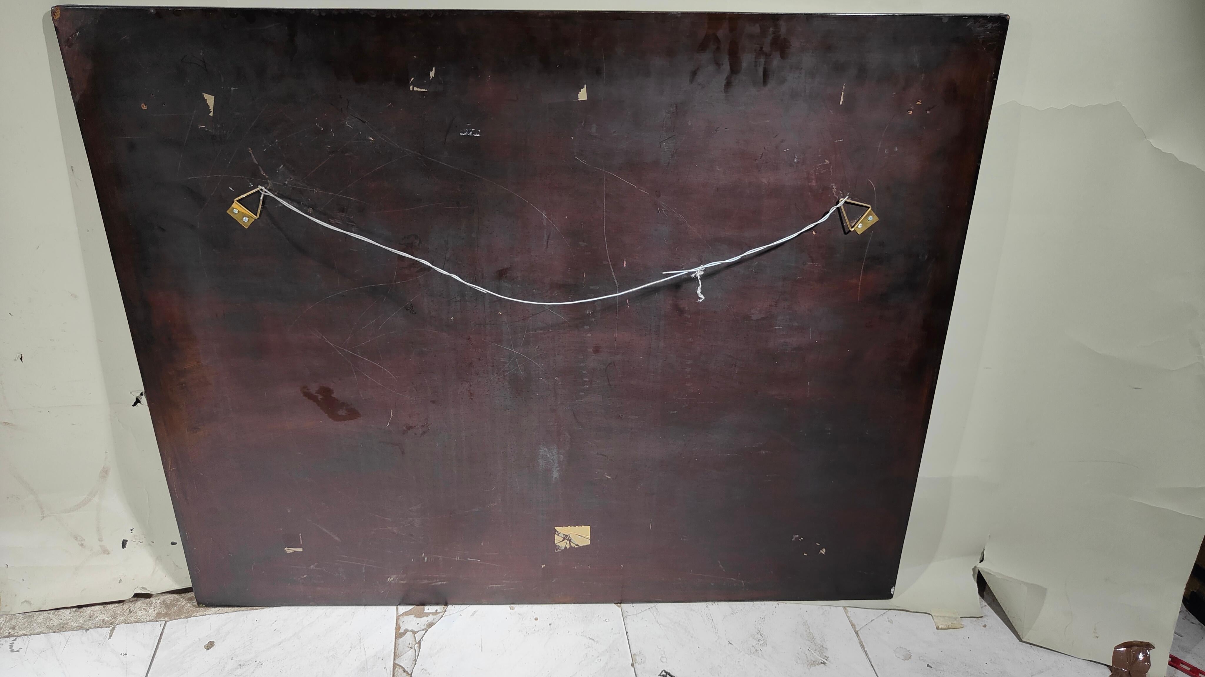 Art Deco Lacquered Wood Panel Signed Qt For Sale 5