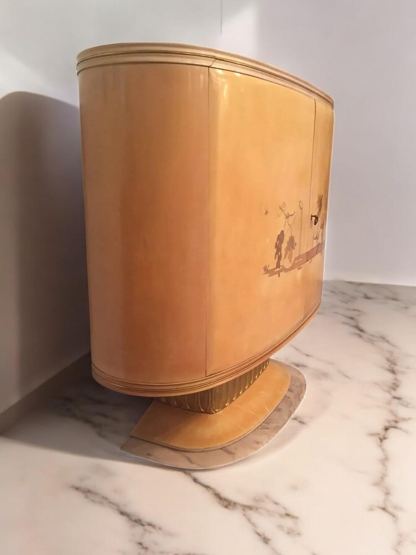Vetro Mobile bar in legno laccato Art Déco, Galleria Mobili Cantù, Italia, 1950 in vendita