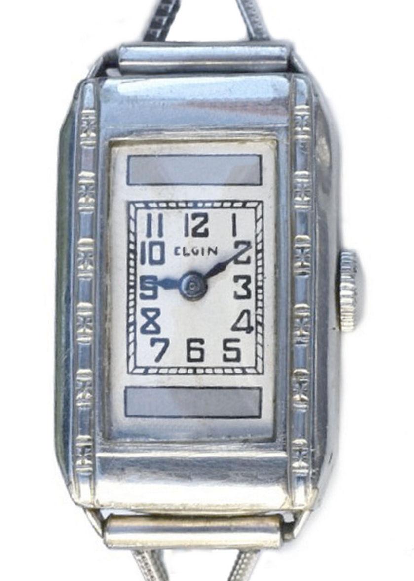 Art-Déco-Damenuhr aus 10 Karat Gold mit Goldfüllung von Elgin, um 1930 im Zustand „Gut“ im Angebot in Westward ho, GB