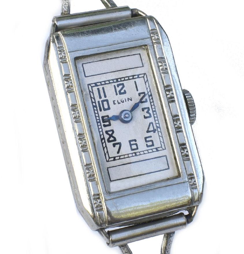Art Deco Ladies 10k Gold Filled Wrist Watch by Elgin, c1930 In Good Condition In Westward ho, GB