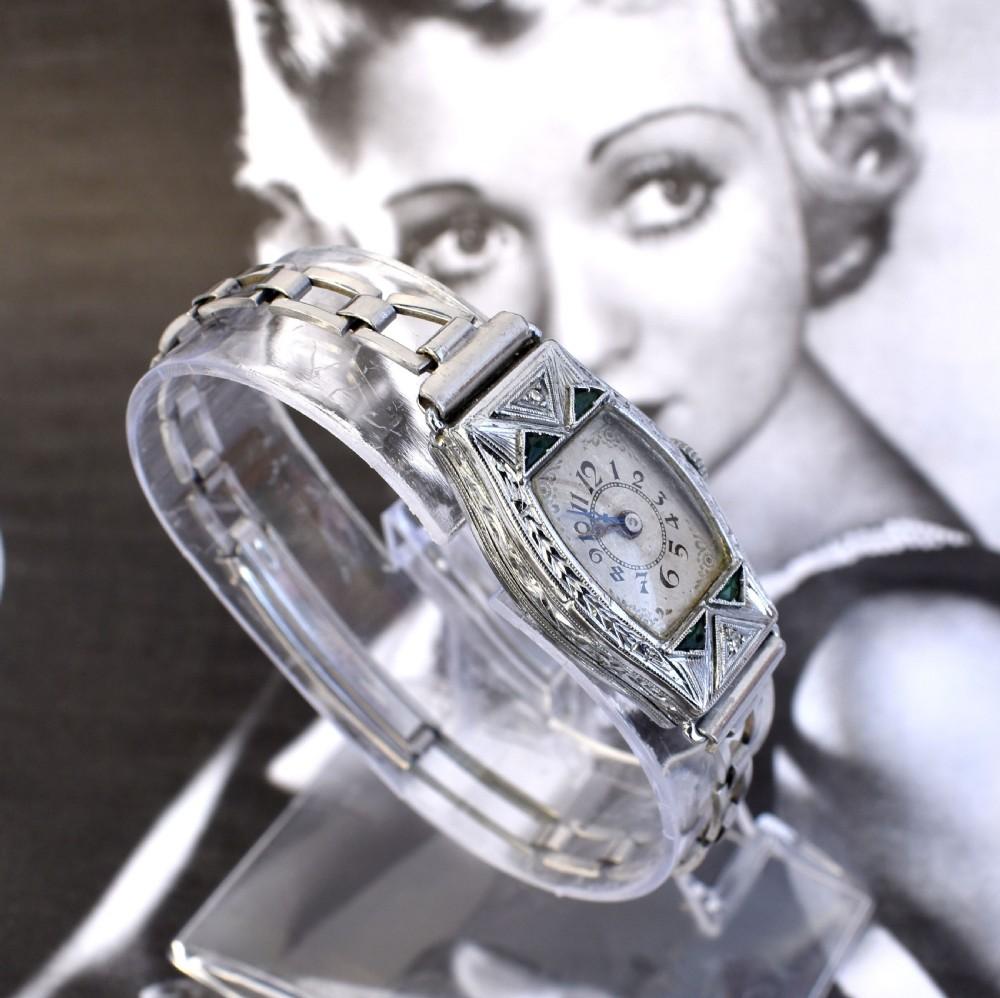 vintage lady elgin watch 14k white gold