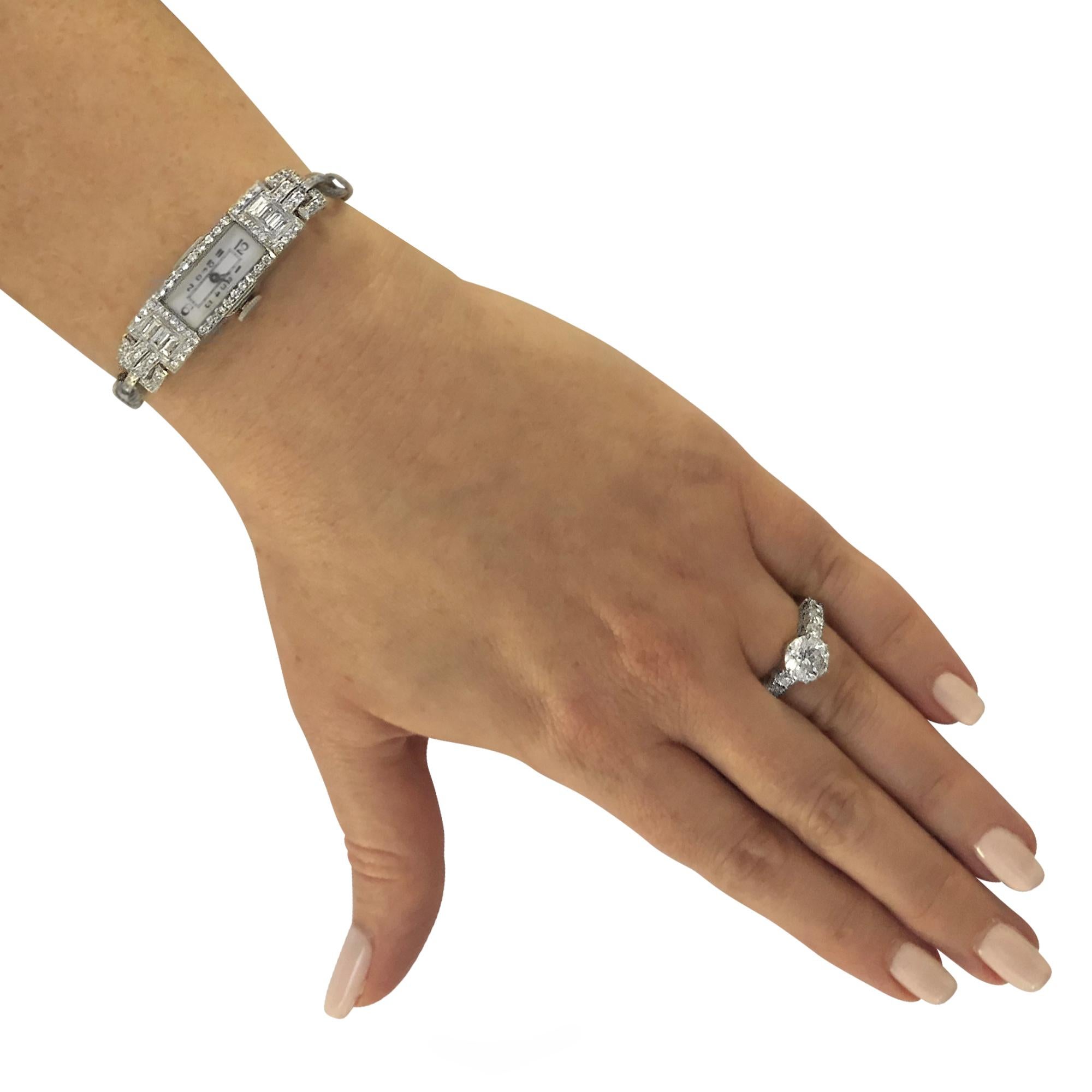 Women's Art Deco Ladies 2 Carat Diamond Wristwatch
