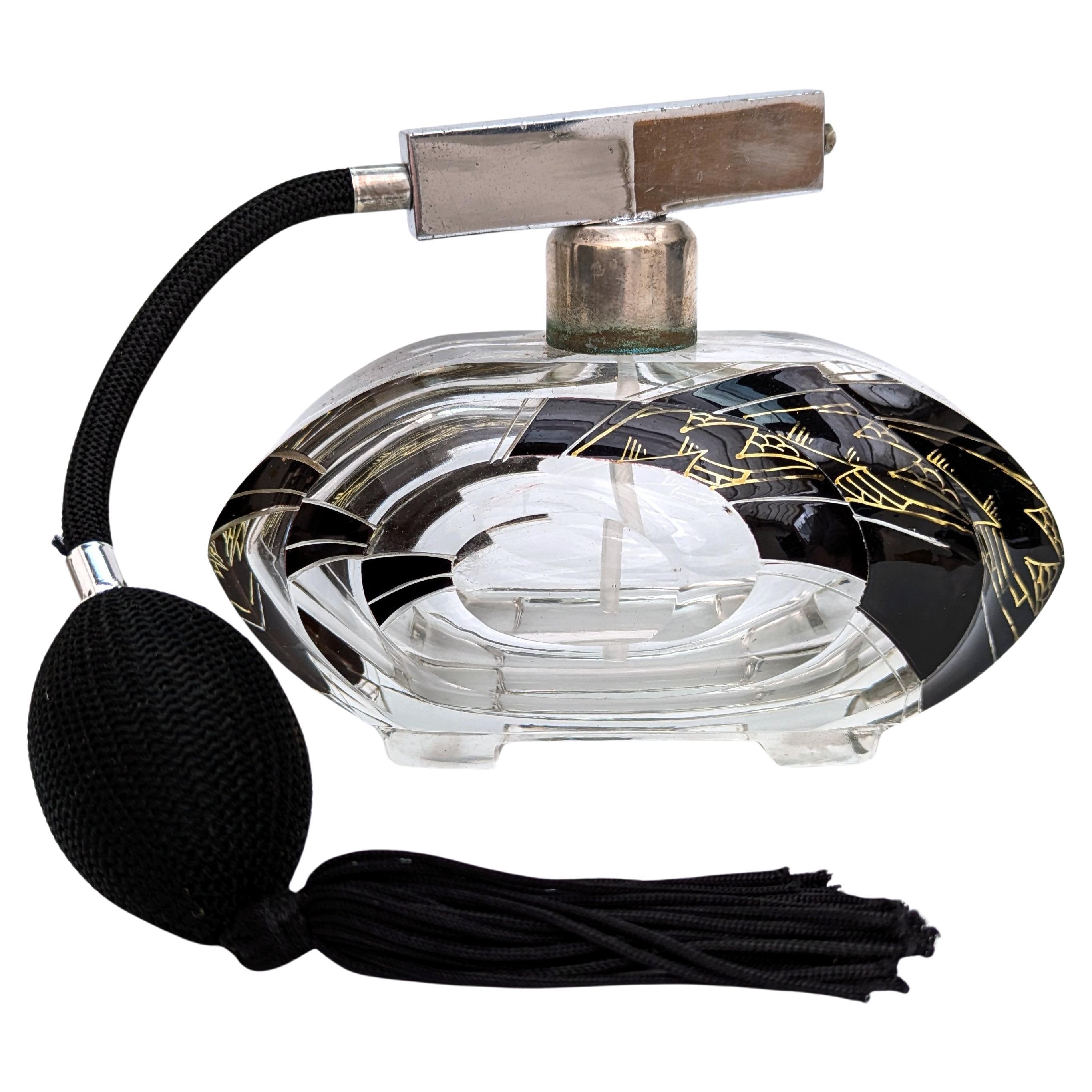 Art Deco Ladies Atomizer Perfume Glass Bottle, 1930's