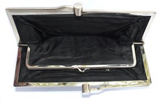 Art Deco Ladies Black Leather Clutch Bag