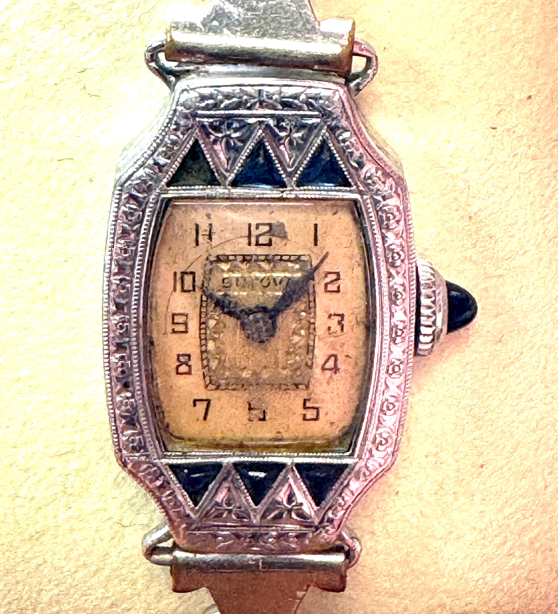 Art Deco Ladies Bulova Wrist Watch Manual Wind Antique French Cut 1930s



Genuine Ladies Bulova Watch

Does Not Run

French Cut Sapphires

One Sapphire is Missing

Bulova Movement

15 Jewels

Manual Wind

14K White Gold Filled

Serial Number