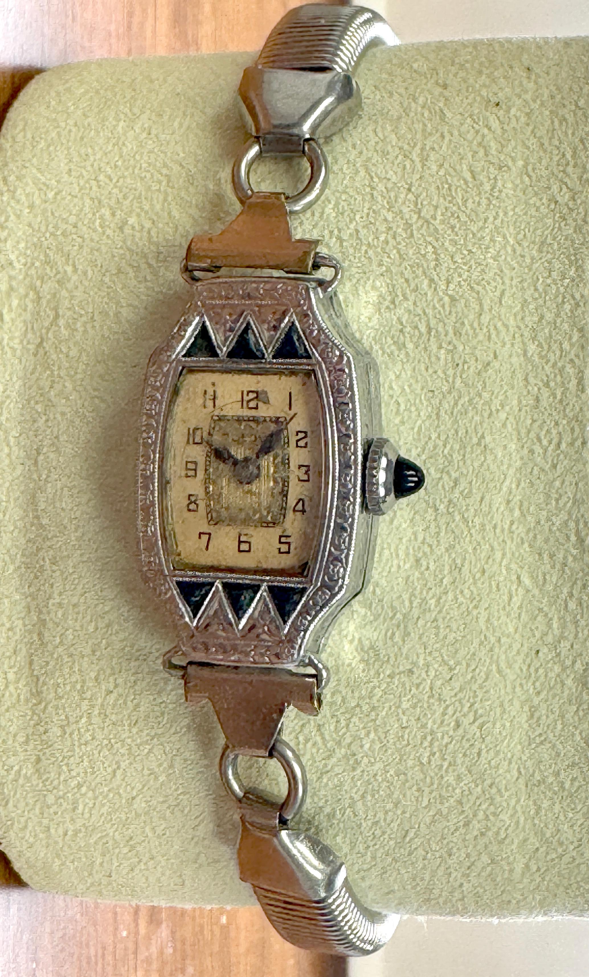 Art Deco Damen Bulova Handgelenk Uhr Handaufzug Antik Französisch Schnitt 1930er Jahre