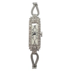 Art Deco Ladies Diamond Platinum Bracelet Watch