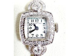 Art Deco Platinum Hamilton Ladies Diamond Watch 2.60ct Mined Diamonds 1930's