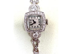 Orologio da donna Hamilton in platino Art Deco con diamanti 2.60ct Mined 1930's
