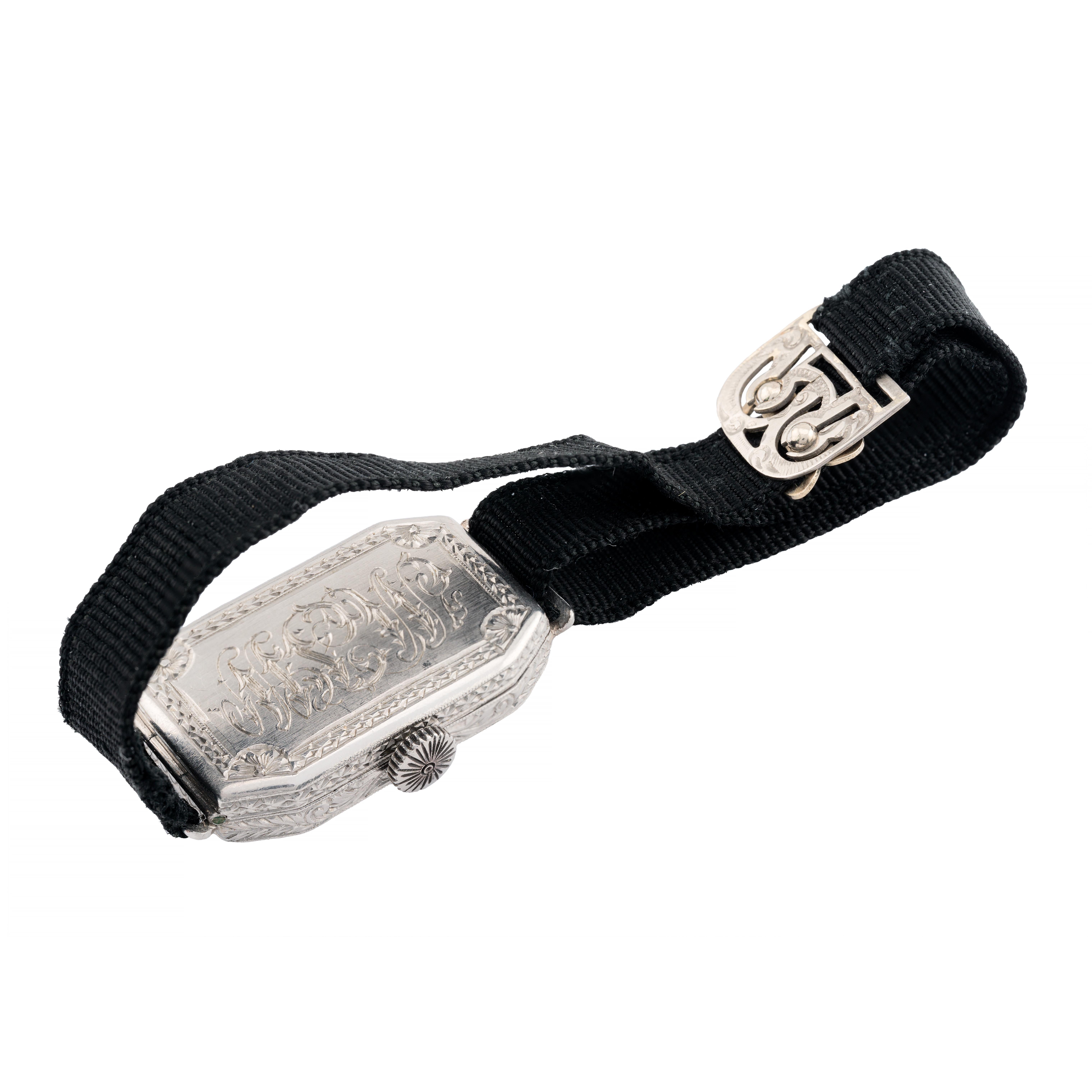 Women's Art Deco Ladies Exploding Number Platinum & Diamond Wrist Watch For Sale