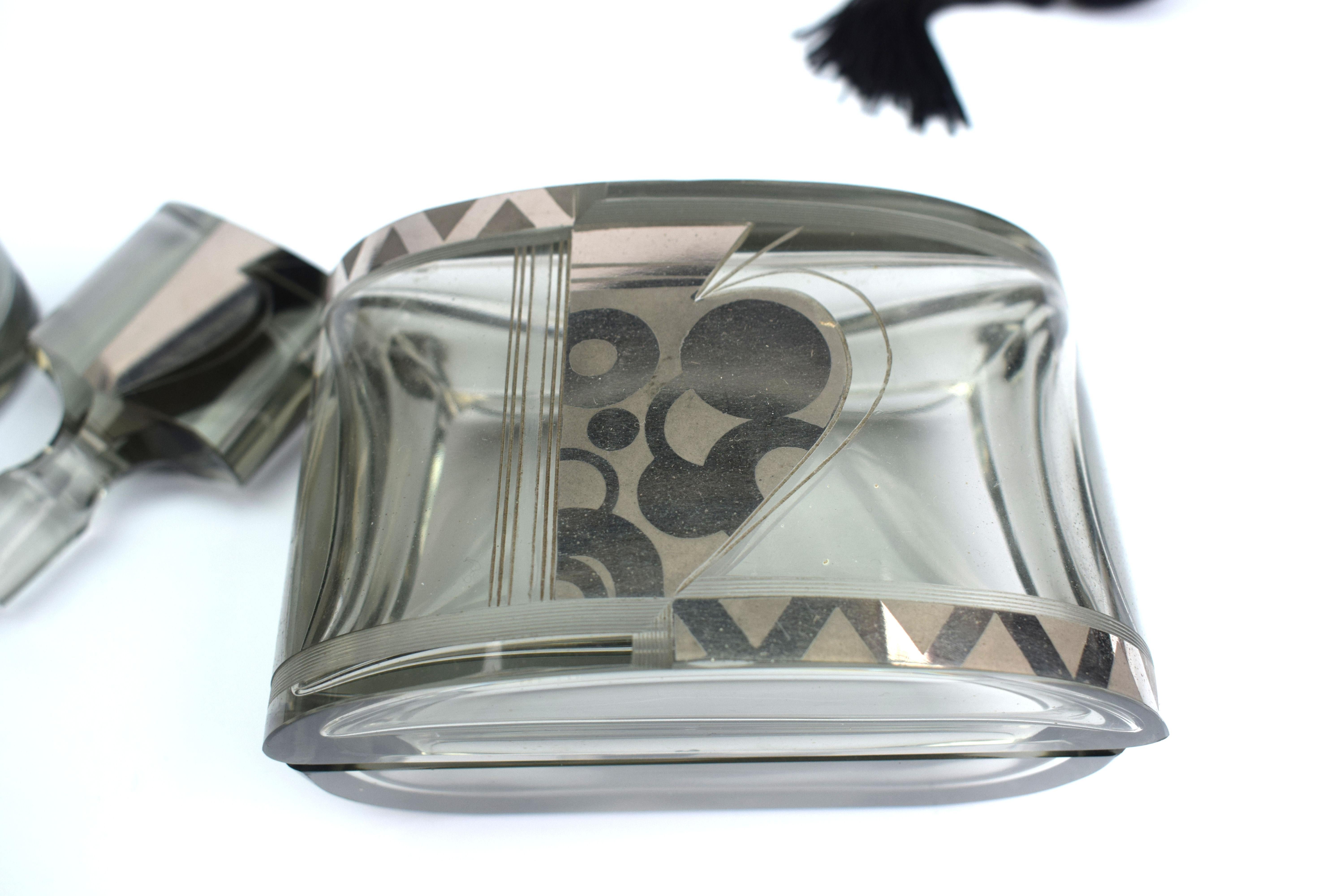 Art Deco Ladies Glass Perfumery Set, Czech, c1930 1