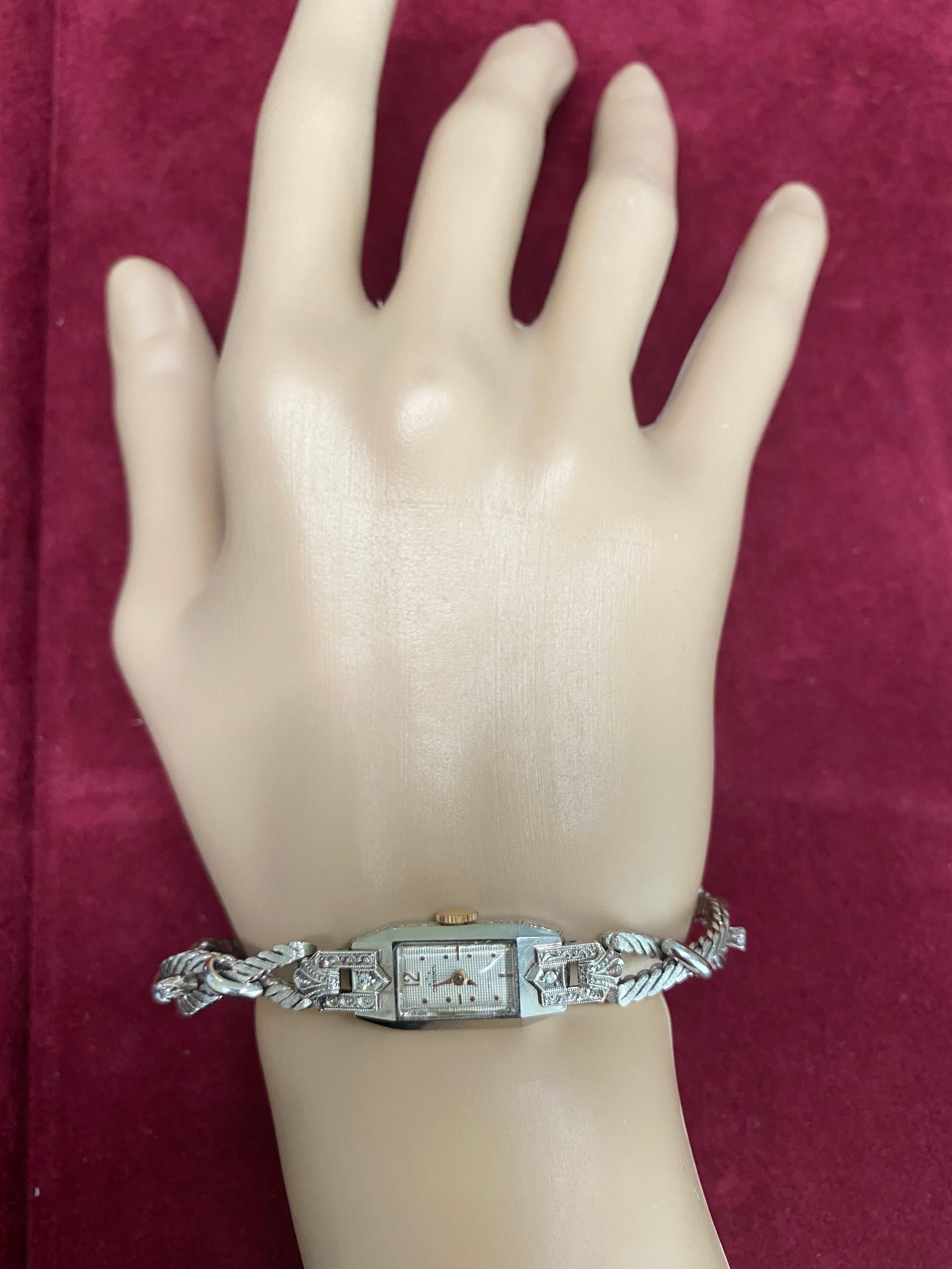 Art Deco Ladies Gold Diamond Sapphire Wristwatch 5