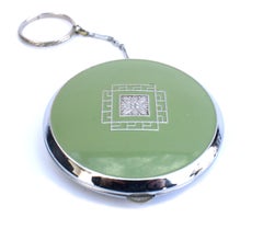Art Deco Ladies Green Enamel & Chrome Powder Compact, c1930