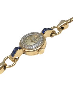 Art Deco Ladies International Watch IWC Gold Diamond and Sapphire Wristwatch