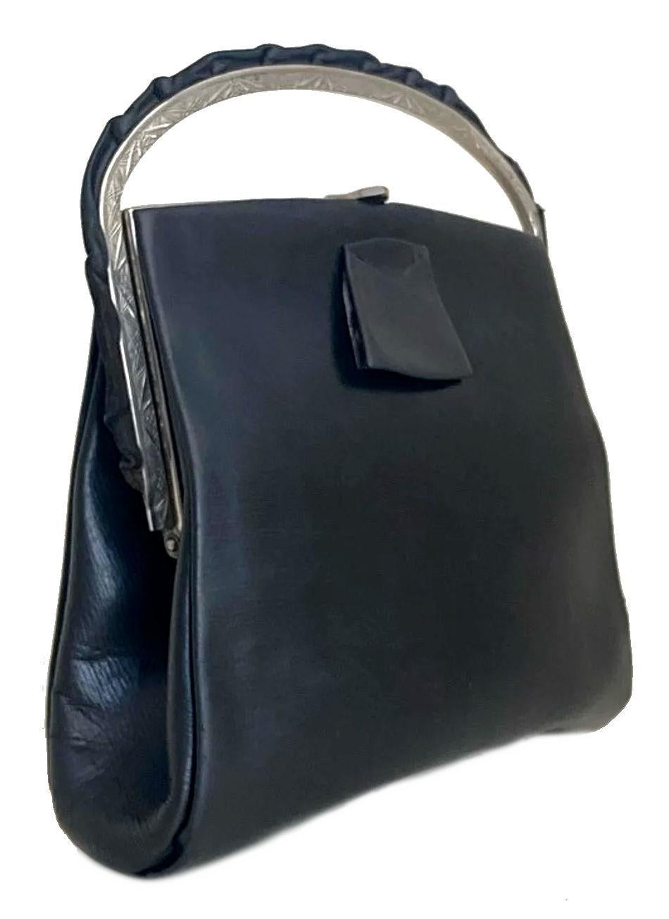 Art Deco Ladies Leather & Chrome handbag, England, c1930 For Sale 5