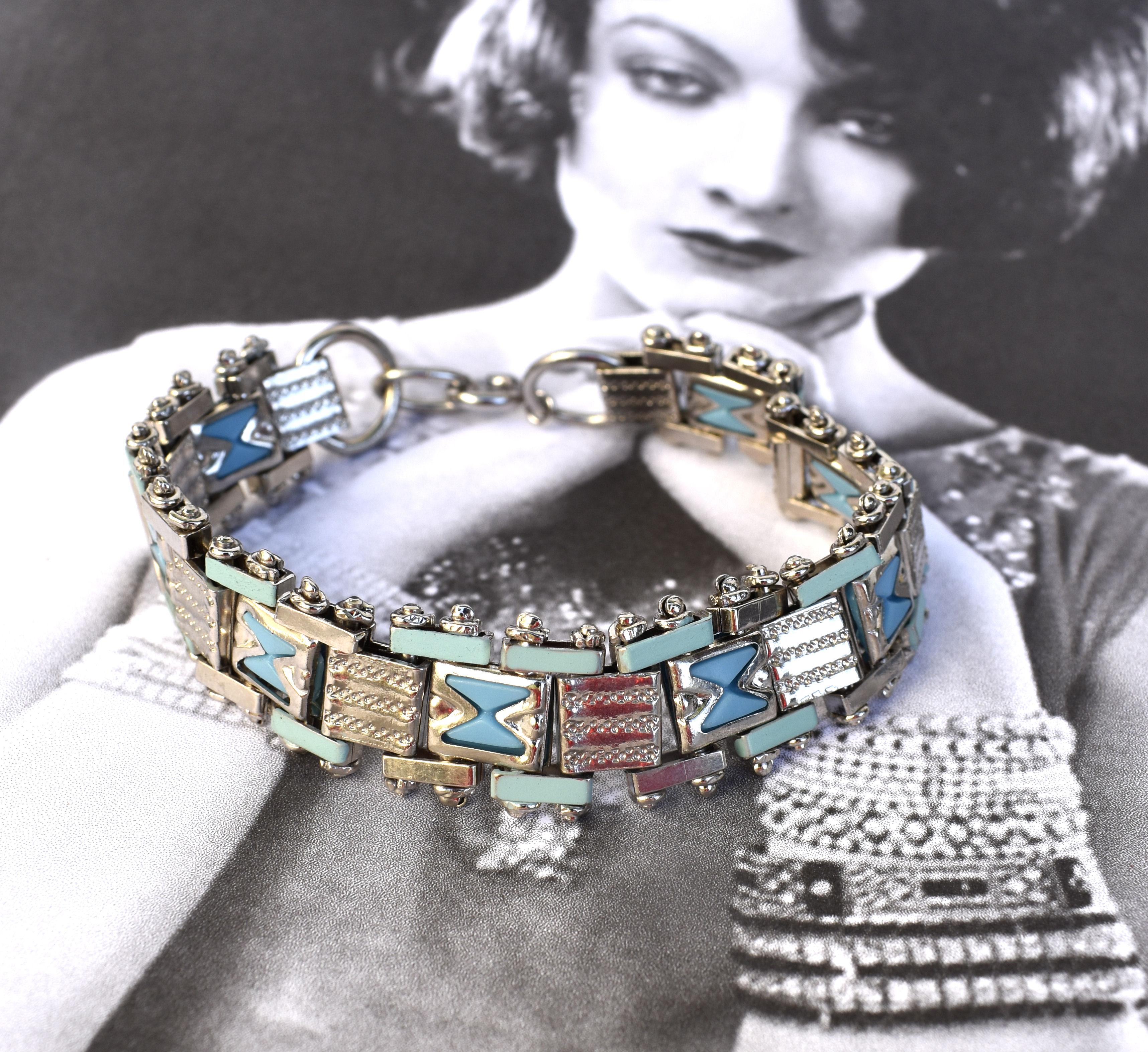 Women's Art Deco Ladies Modernist Bracelet by Jacob Bengel, circa 1930 For Sale