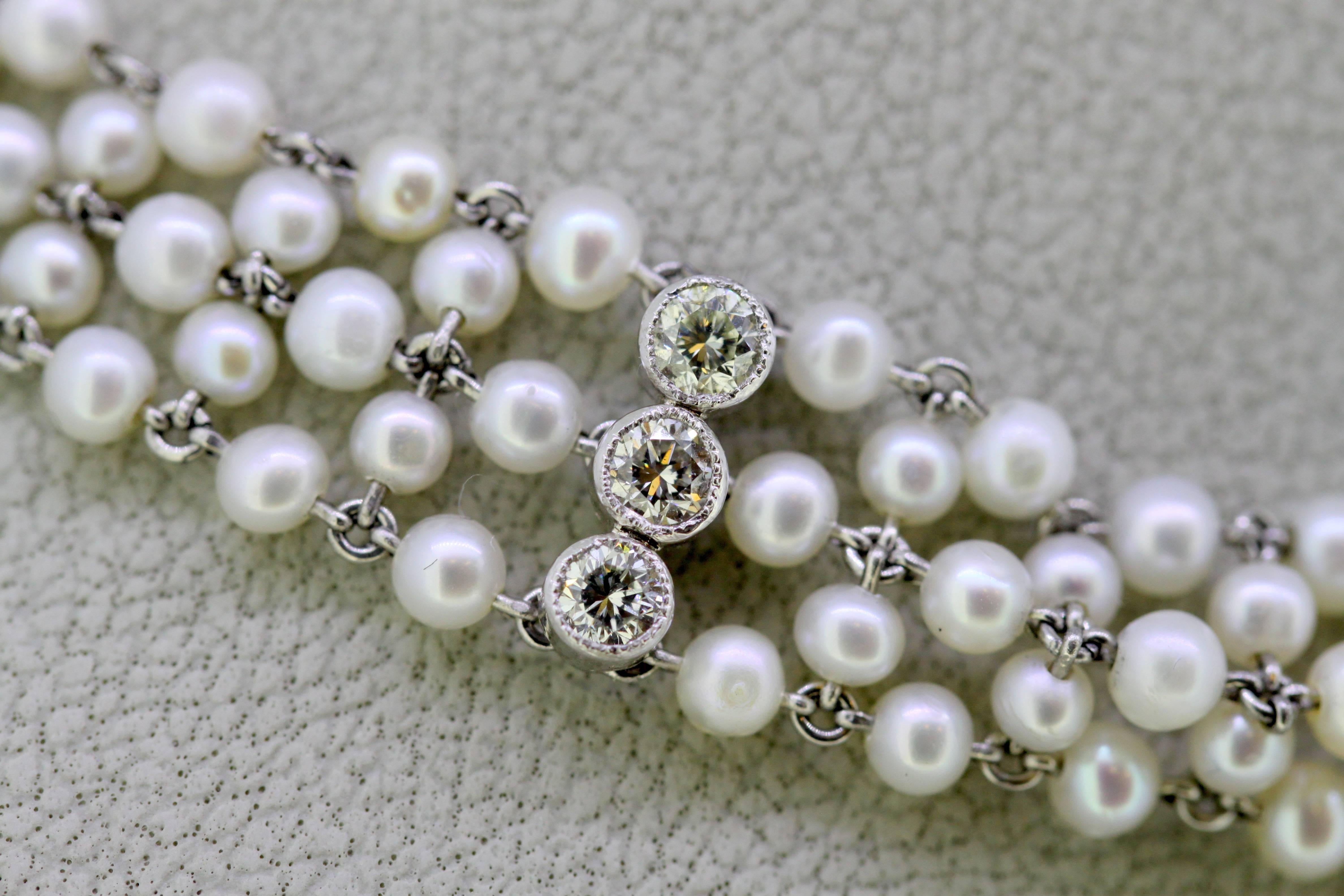 diamond and pearl choker necklace