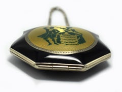 Art Deco Ladies Powder Compact in Enamel and Guilloche, circa 1930